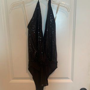 Tahari Sequin Black Body Suit
